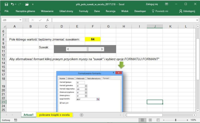 Pole Suwak Pasek Przewijania Excel Jak Zrobi W Excelu