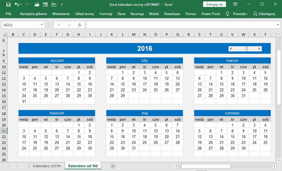 Библия excel 2019. Kalendarz.