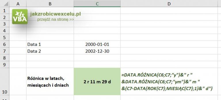 Jak Obliczyć Różnicę Dat W Latach Miesiącach I Dniach Jak Zrobić W Excelu 0324