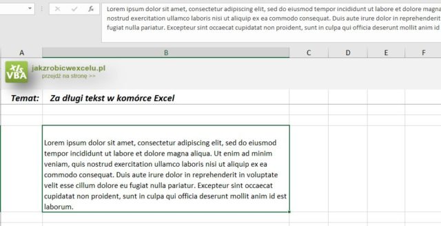 Za długi tekst w komórce Excel? - Jak zrobić w Excelu?