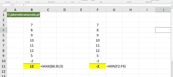 Funkcja min w Excelu
