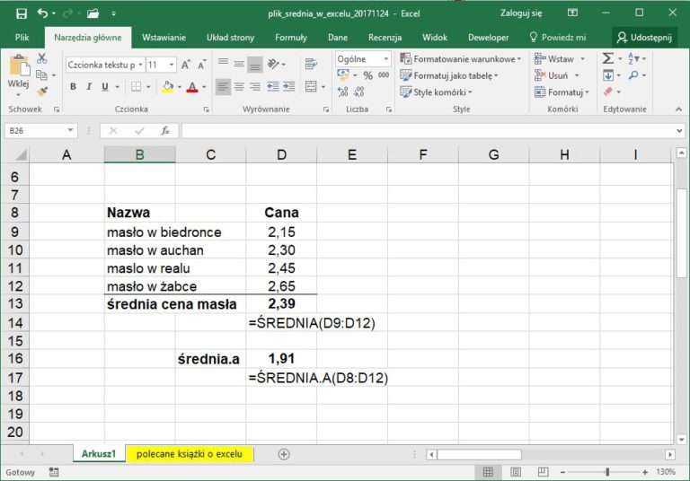Funkcja Srednia Excel Jak Zrobić W Excelu 4131