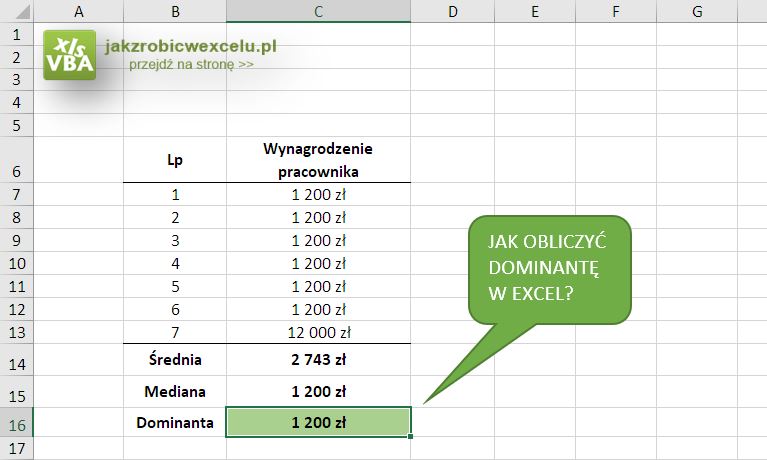 Jak obliczyć dominantę w Excel?