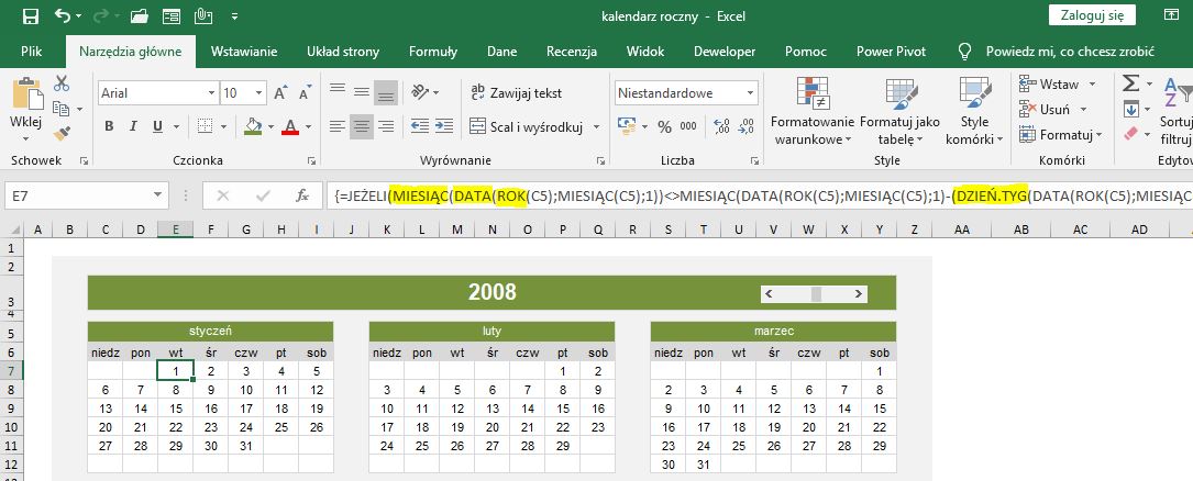 Jak Zrobić Kalendarz W Excel Jak Zrobić W Excelu 1821