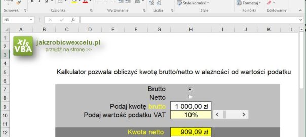 Kalkulator VAT w Excelu