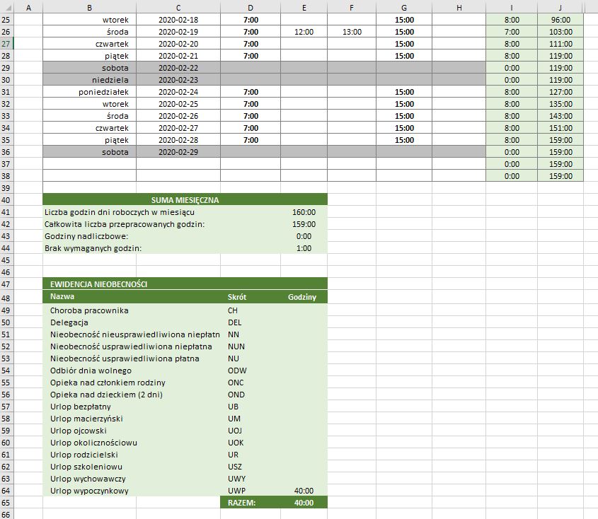 Karta Czasu Pracy Excel Image To U 1898