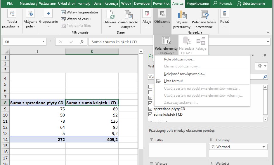 Tabela przestawna Excel - pole obliczeniowe