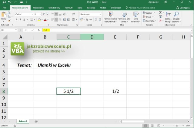 ulamki excel - Jak zrobić w Excelu?